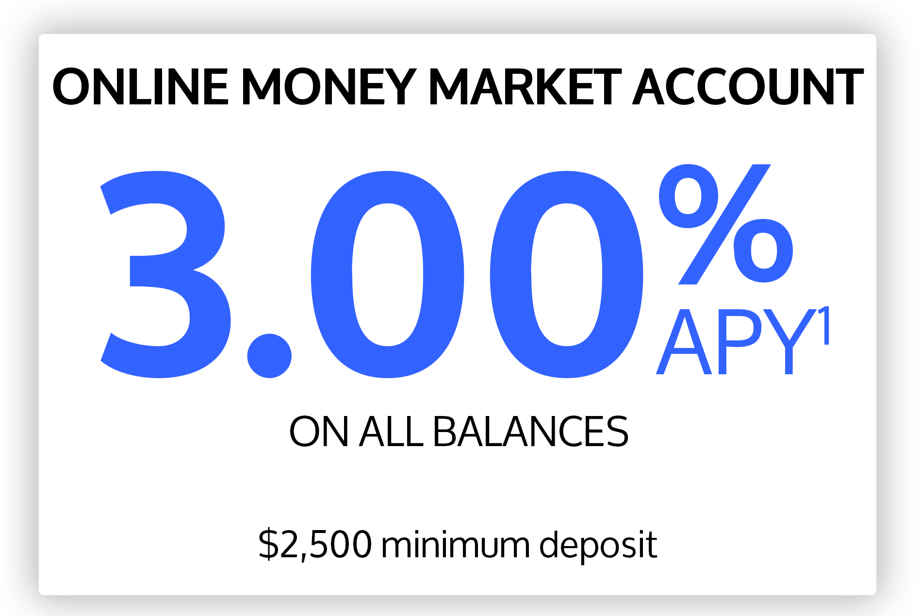 Online Money Market Rate is 3.00% APY